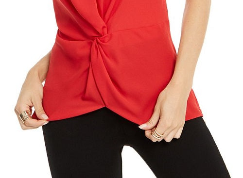 INC International Concepts Women's Sleeveless Twist Front Top Red Size X-Large