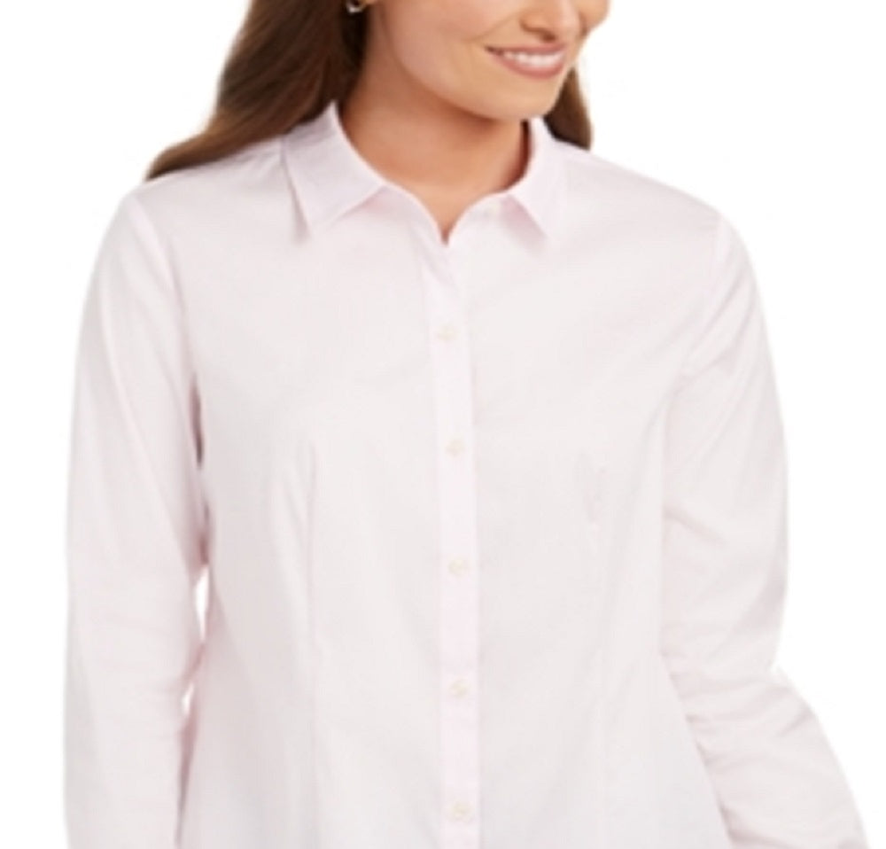 Charter Club Women's Button Down Woven Shirt Pink Size 14 Petite