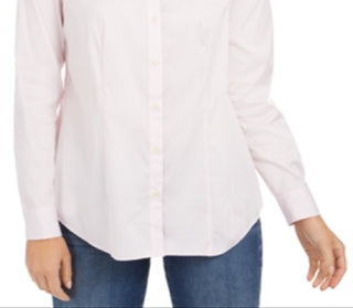 Charter Club Women's Button Down Woven Shirt Pink Size 14 Petite