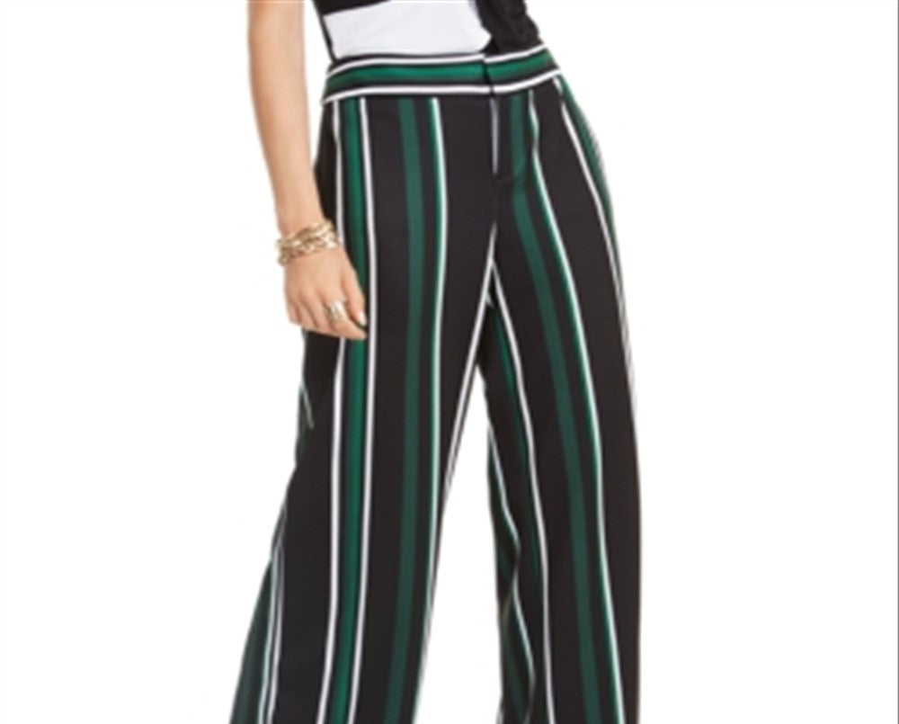 INC International Concepts Women's Striped Wide Leg Pants Black Size 8