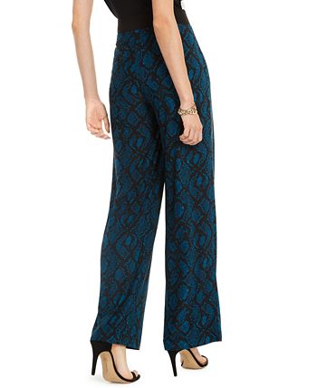 INC International Concepts Women's Animal Print High Rise Casual Pants Green Size Medium