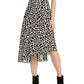 INC International Concepts Women's Animal Print Below the Knee Circle Skirt Black Size 12