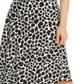INC International Concepts Women's Animal Print Below the Knee Circle Skirt Black Size 12