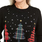 Karen Scott Women's Triple Holiday Tree Applique Sweater Black Size X-Small