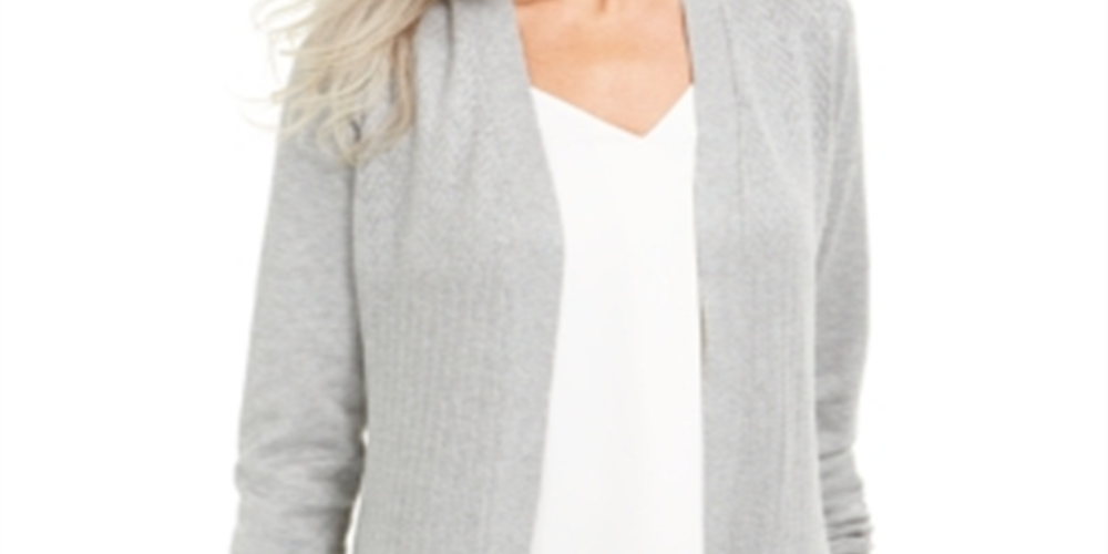 Karen Scott Women's Open Stitch Cardigan Gray Size X-Small