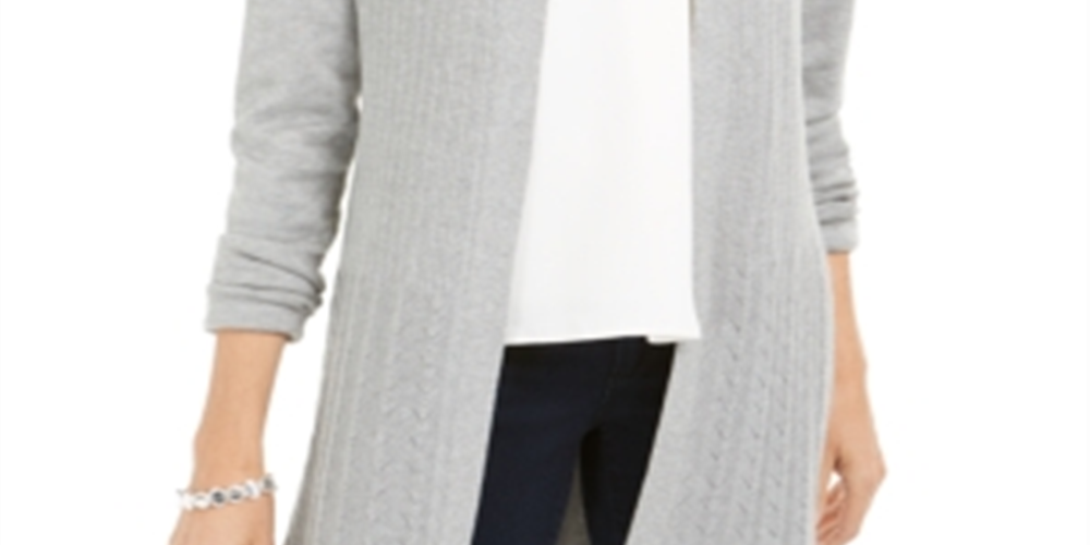 Karen Scott Women's Open Stitch Cardigan Gray Size X-Small