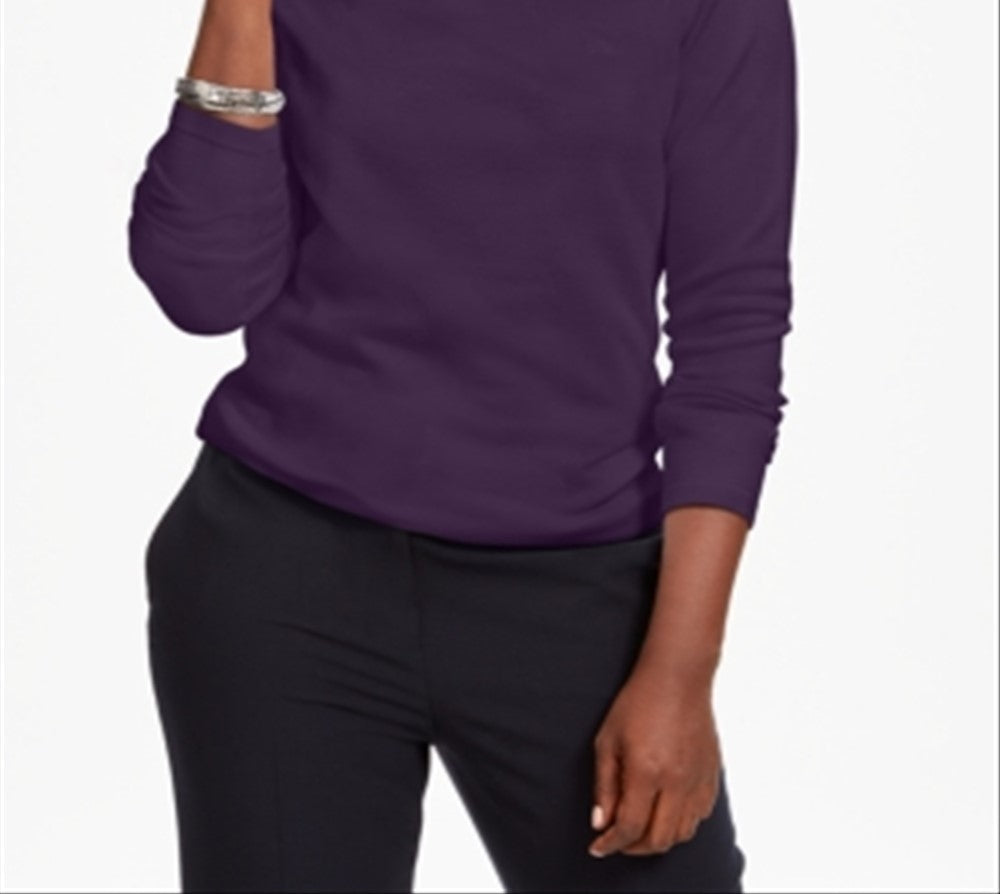 Karen Scott Women's Studded Mock Neck Sweater Purple Size XX-Large