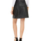 INC International Concepts Women's Faux Leather Snap Mini Skirt Black Size 0