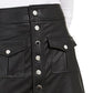 INC International Concepts Women's Faux Leather Snap Mini Skirt Black Size 0