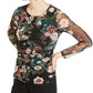 INC International Concepts Women's Floral Print Ruched Top Black Size Petite Small