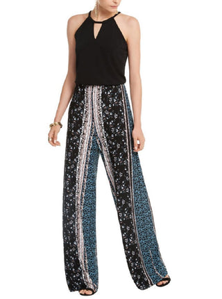 INC International Concepts Women's Solid & Printed Halter Jumpsuit Black Size Small