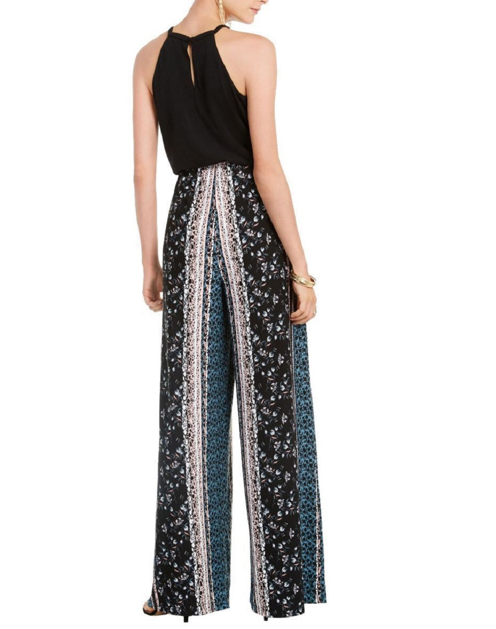 INC International Concepts Women's Solid & Printed Halter Jumpsuit Black Size Small