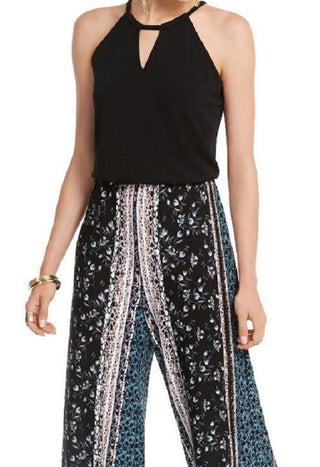 INC International Concepts Women's Solid & Printed Halter Jumpsuit Black Size Small