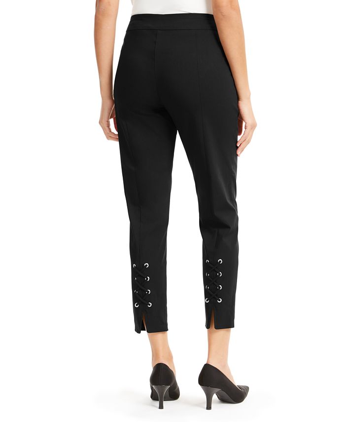 JM Collection Women's Lace up Skinny Ankle Pants Black Size X-Small