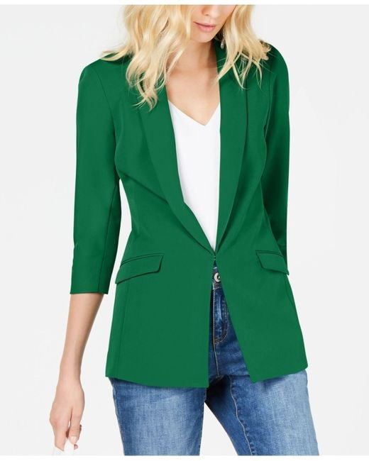 INC International Concepts Women's Classic Fit Blazer Green- Size Petite S/M