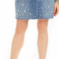 INC International Concepts Women's Curvy Fit Rhinestone Embellished Denim Skirt Blue Size 4