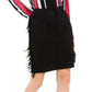 INC International Concepts Women's Fringe Trim Denim Skirt Black Size 16