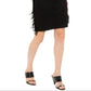 INC International Concepts Women's Fringe Trim Denim Skirt Black Size 16