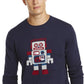 Club Room Men's Robot Pima Cotton Graphic Crewneck Sweater Blue Size Small