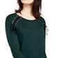 INC International Concepts Women's Lace up Scoop Neck Top Green Size X-Large