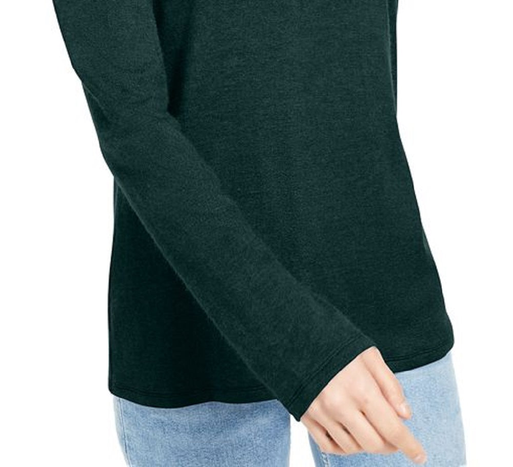 INC International Concepts Women's Lace up Scoop Neck Top Green Size X-Large