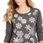 Style & Co Women's Printed Long Sleeve Jewel Neck Top Gray Size 2X