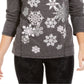 Style & Co Women's Printed Long Sleeve Jewel Neck Top Gray Size 2X