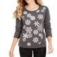 Style & Co Women's Printed Long Sleeve Jewel Neck Top Gray Size 2X