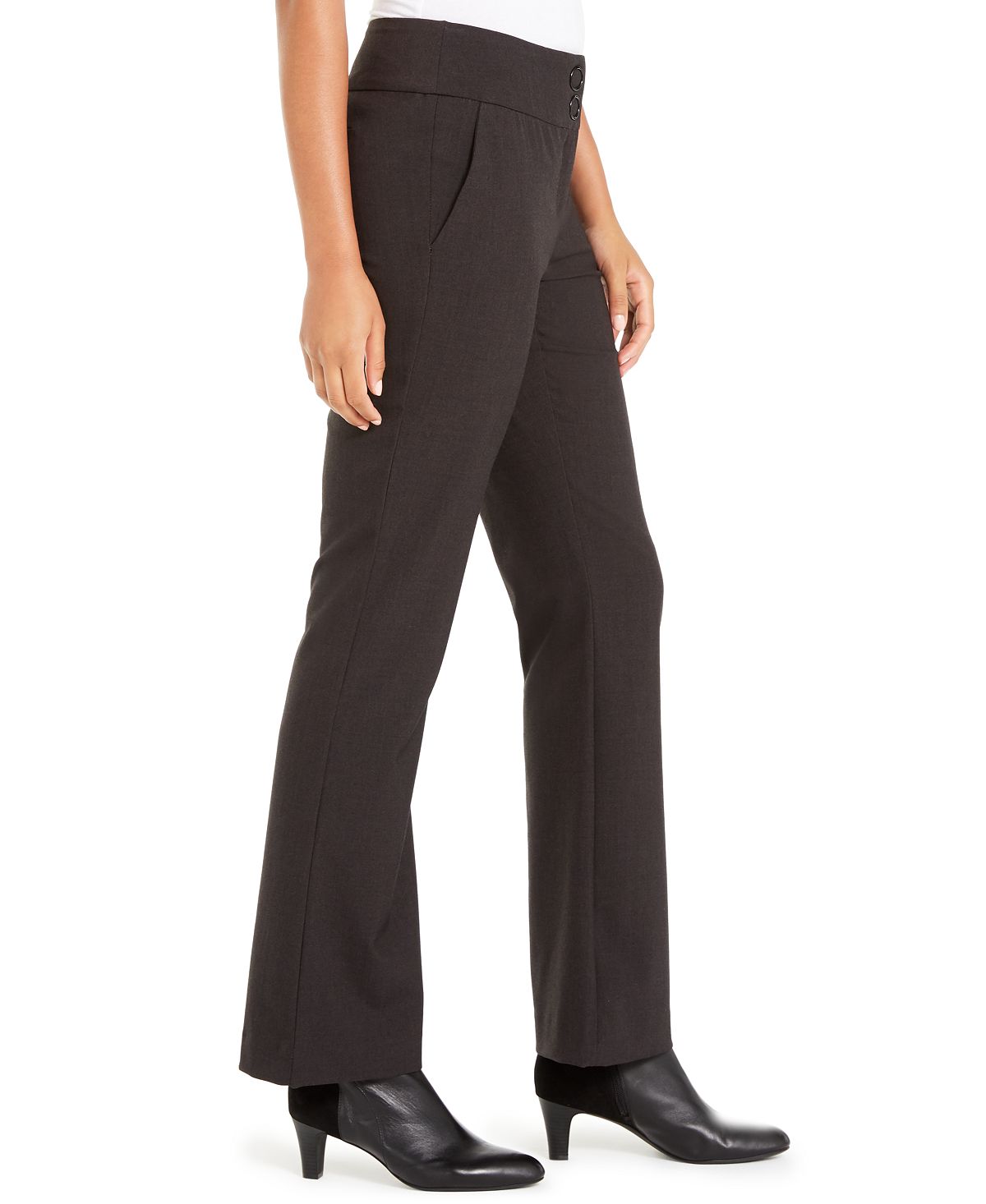 Alfani Women's Snap Waist Tummy Control Trousers Gray Size 12