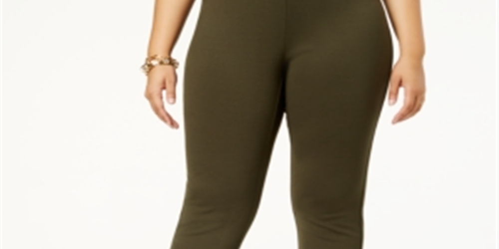 INC International Concepts Women's Plus Skinny Pull on Ponte Pants Brown Size 26W