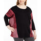 Alfani Women's Plus Drapey Mixed Media Poncho Sweater Black Size 2X