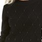 Karen Scott Women's Beaded Cable Mock Neck Sweater Black Size Large