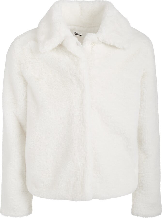 Epic Threads Big Girl's Solid Fleece Jacket White Size Large