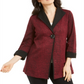 JM Collection Women's Snake Print Mock Neck Jacket Red Size X-Large