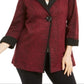 JM Collection Women's Snake Print Mock Neck Jacket Red Size X-Large