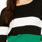 INC International Concepts Women's Stripe Puff Sleeve Sweater Green Size Large