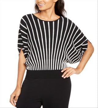 Alfani Women's Sunburst Pattern Pullover Sweater Black Size Large