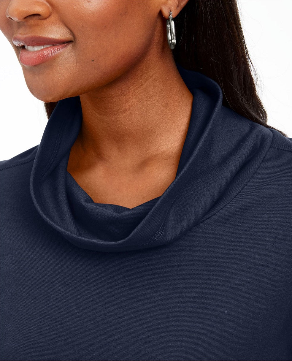 Karen Scott Women's Sport Cowl Neck Top Blue Size X-Small