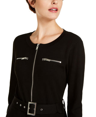 INC International Concepts Women's Long Sleeve Above the Knee Sheath Dress Black Size Large