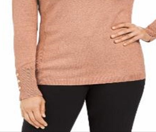 JM Collection Women's Metallic V Neck Sweater Pink Size X-Large