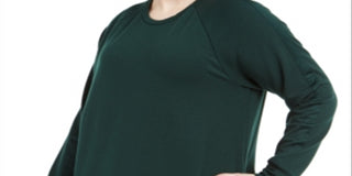 Ideology Women's Plus Crewneck Tunic Top Green Size 2X