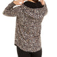 Ideology Women's Color Bold Leo Leopard Round Hem Hoodie Brown Size X-Large