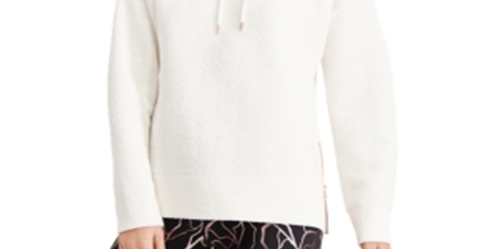 ID Ideology Women's Zip Hem Hoodie White Size Small