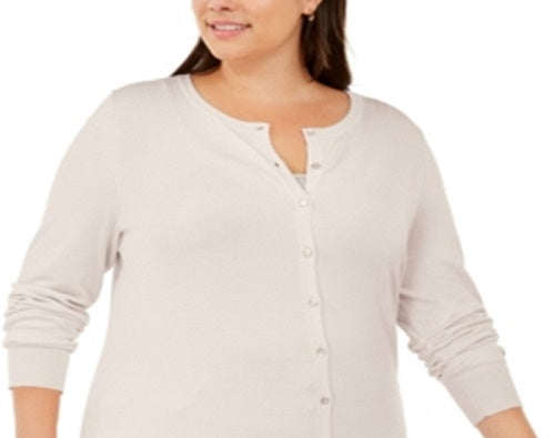 Charter Club Women's Plus Crew Neck Cardigan Brown Size 3X