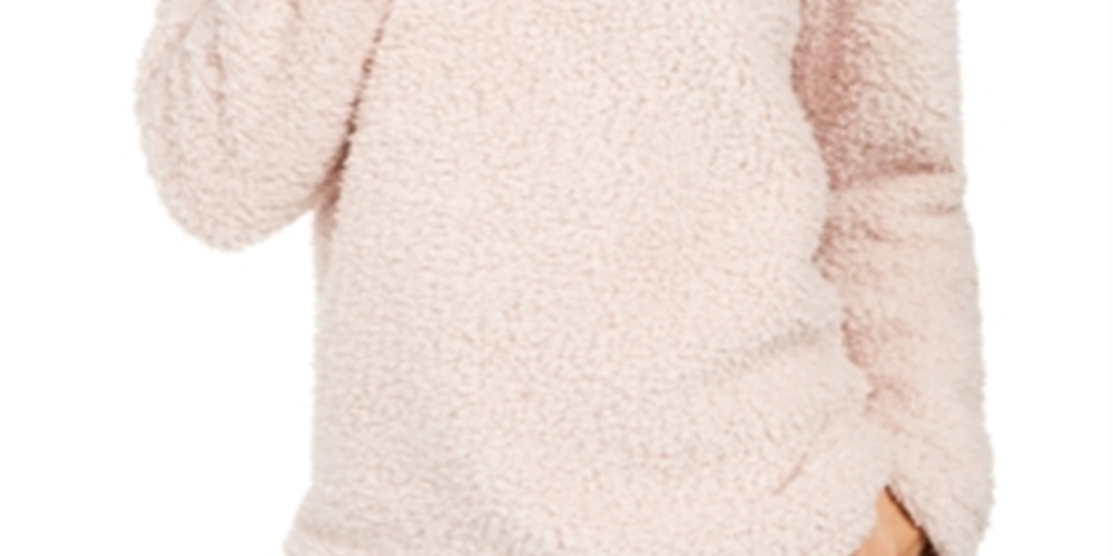 Style & Co Women's Sherpa Cowl Neck Sweater Pink Size XX-Large