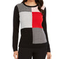 Charter Club Women's Patchwork Sweater Black Size Petite