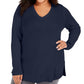 Charter Club Women's Plus V Neck Sweate Blue Size 1X