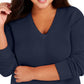 Charter Club Women's Plus V Neck Sweate Blue Size 1X