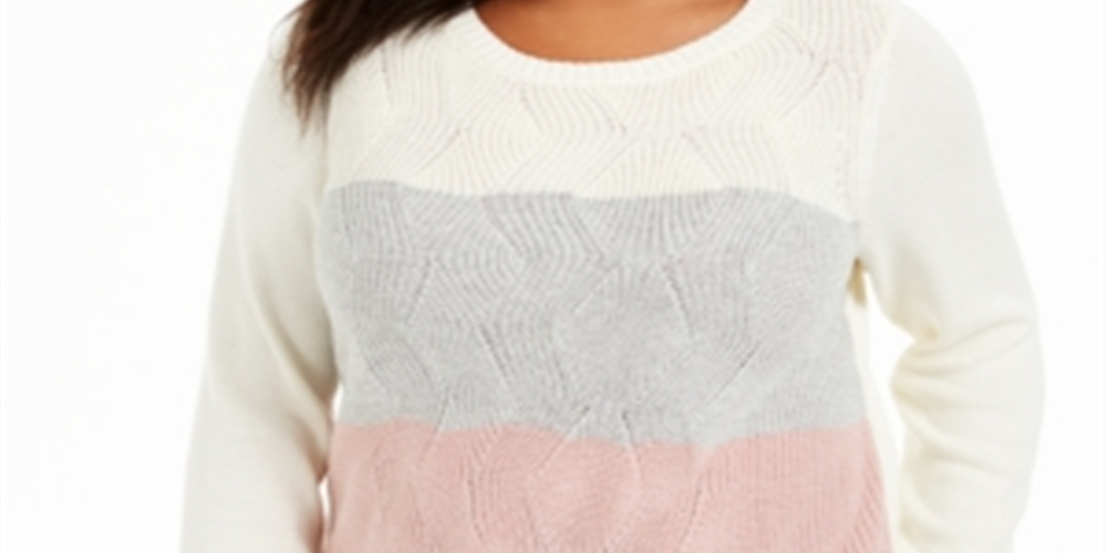 Charter Club Women's Plus Striped Sweater White Size 3X