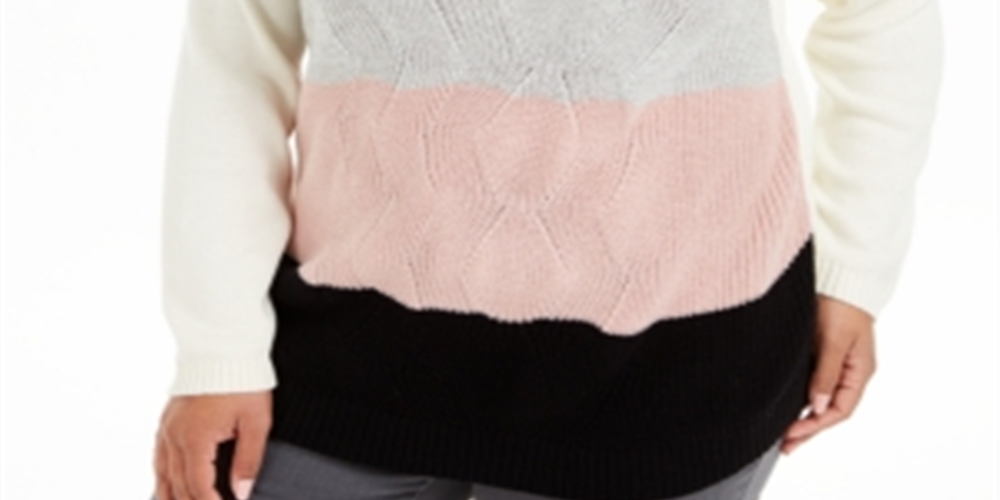 Charter Club Women's Plus Striped Sweater White Size 3X